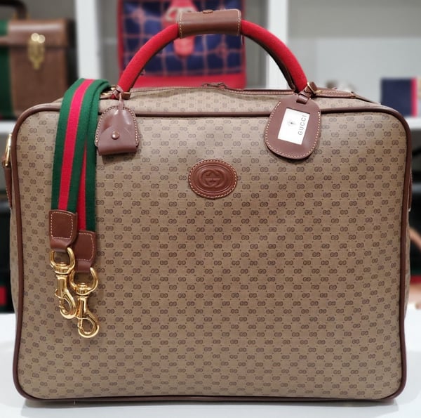 Image of Vtg. Gucci Brown Mini Monogram Travel Bag