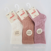 Dusty Pink Wool Openwork Knee High Socks