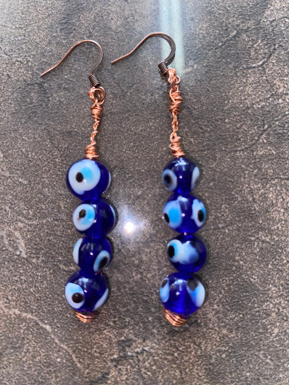 Image of Evil Eye Copper Earrings (10MM)