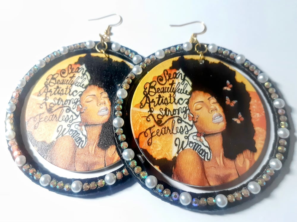 Image of Afrocentric, Culture Queen, Wood and Ribbon Earrings
