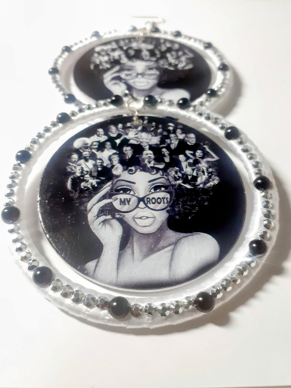 Image of Afrocentric, My Roots, Cinderella Jelly Rhinestone, Wood, Ribbon earrings