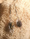 Rainbow Druzy herringbone  silver wrapped earrings