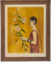 20th Century American Illustrator 'Flapper with Lilies'