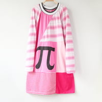 Image 1 of pi pink stripes adult M L baseball sleeve longsleeved raglan courtneycourtney tunic tshirt dress