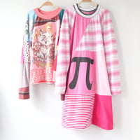 Image 3 of pi pink stripes adult M L baseball sleeve longsleeved raglan courtneycourtney tunic tshirt dress