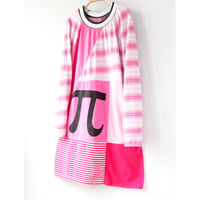Image 2 of pi pink stripes adult M L baseball sleeve longsleeved raglan courtneycourtney tunic tshirt dress