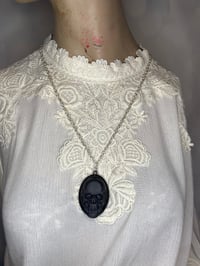 Image 2 of Black Skull Necklace For Protection by Ugly Shyla 