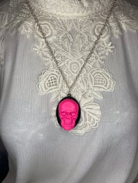 Image 2 of Pink Skull Necklace for Good Luck by Ugly Shyla 