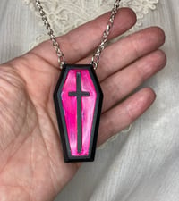 Image 1 of Lucky Pink And Black Coffin Amulet by Ugly Shyla 
