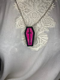 Image 2 of Lucky Pink And Black Coffin Amulet by Ugly Shyla 