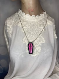 Image 3 of Lucky Pink And Black Coffin Amulet by Ugly Shyla 