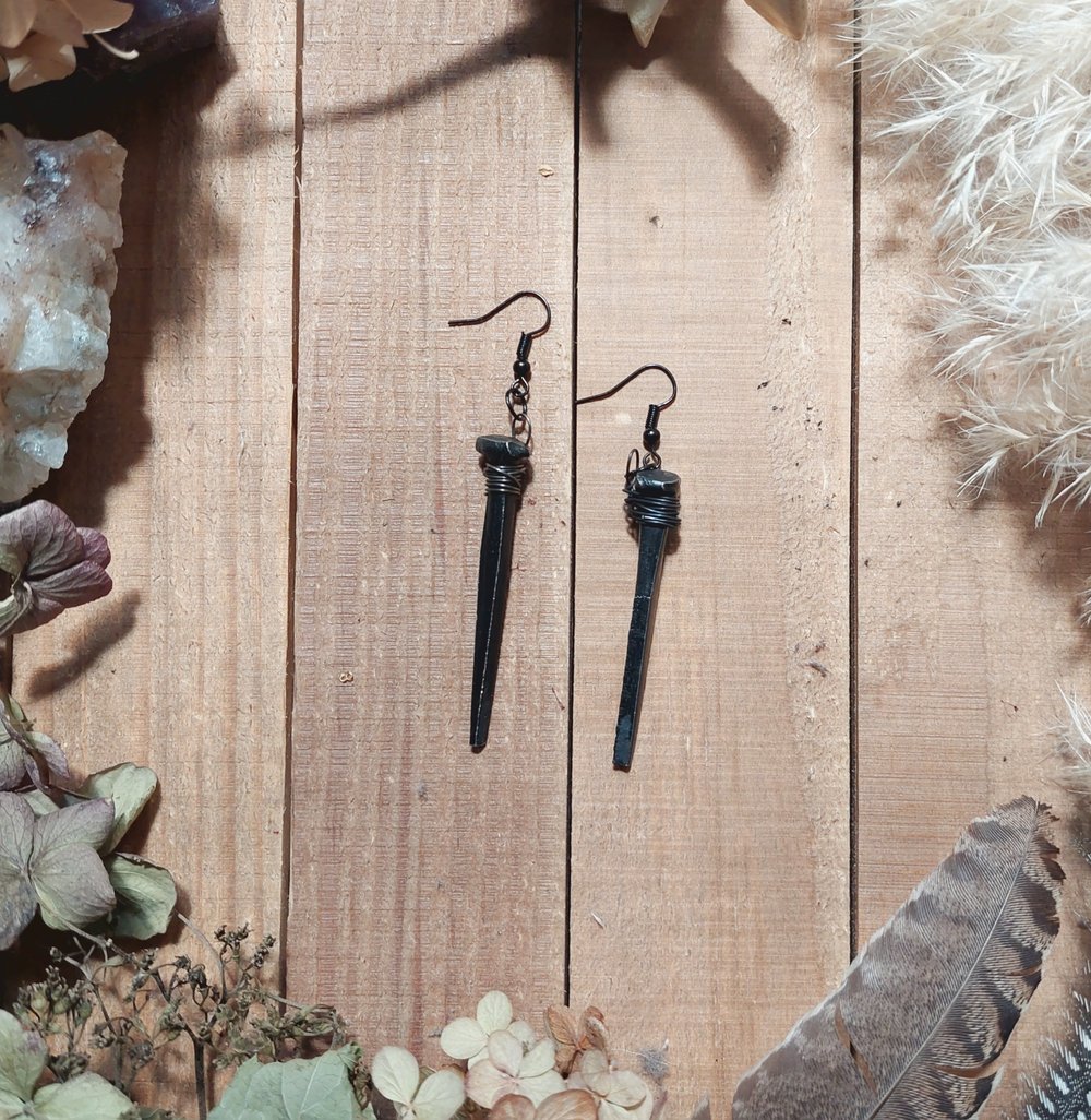 Image of (MTO) 2" Witch Nail/Coffin Nail Earrings 