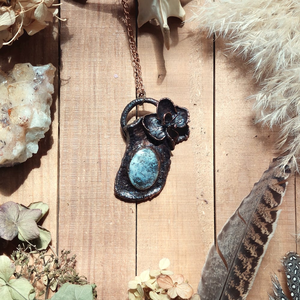 Image of Dendritic Agate & Bone Necklace 