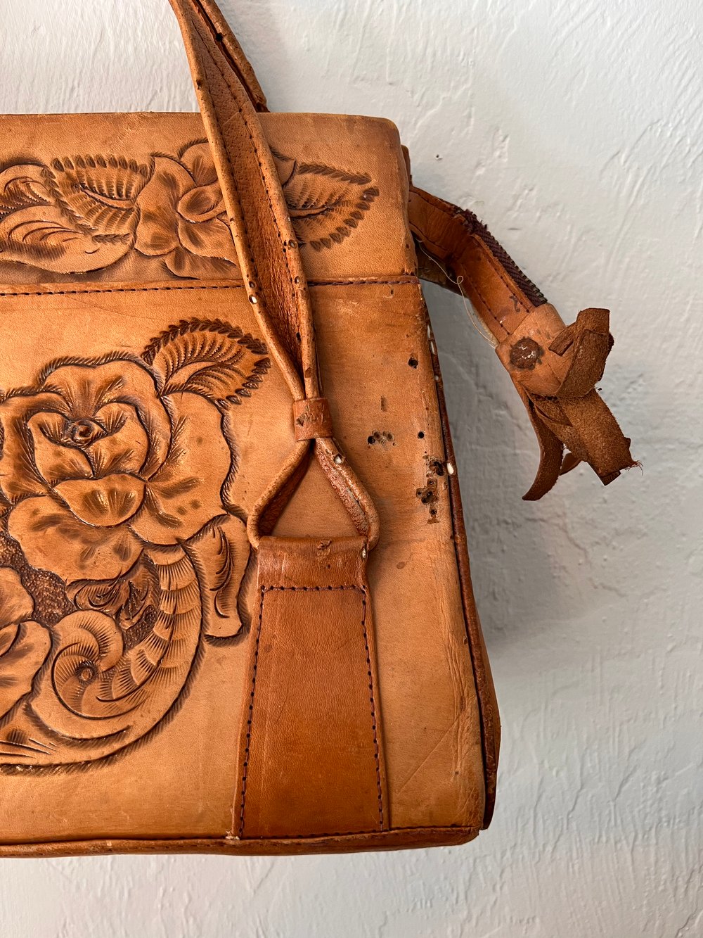 Vintage Tooled Leather Floral Purse