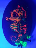 UV Glow Orange Seahorse Wood Burning Hanging Pyrography