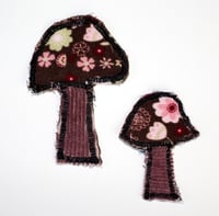 Pair of handmade courderoy mushroom patches