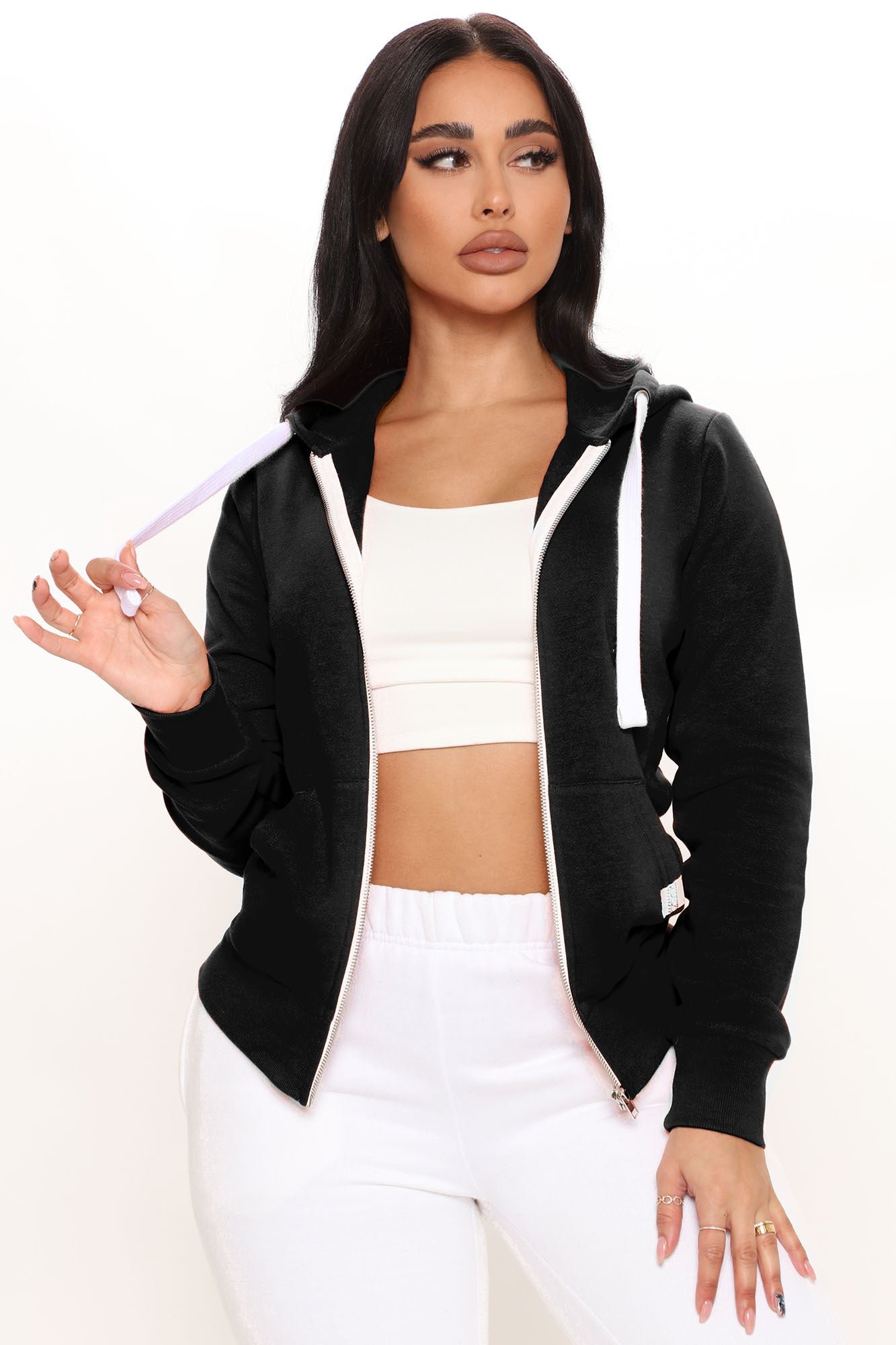 Relaxed Vibe Zip Up Jacket - Black