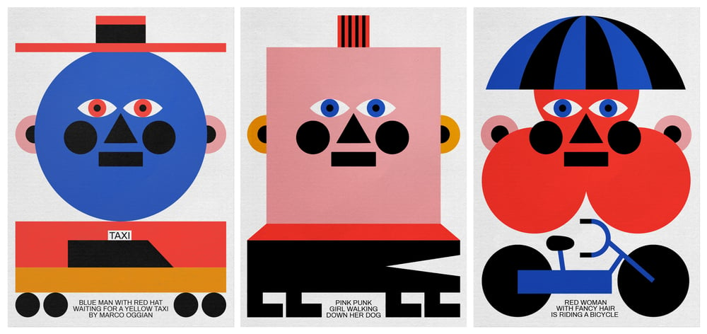 BLUE MAN WITH RED HAT Poster by Marco Oggian