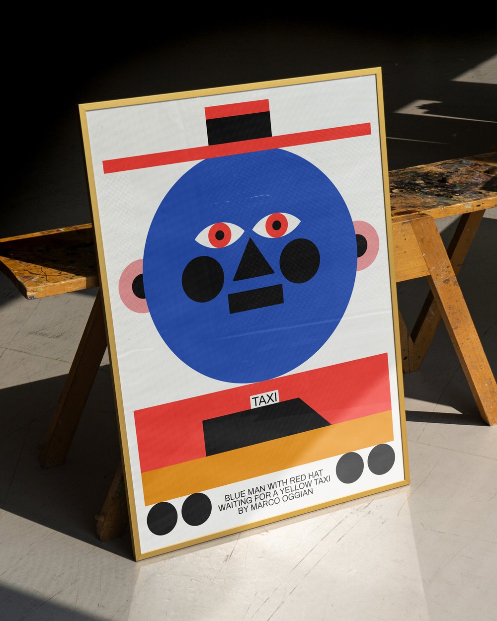 BLUE MAN WITH RED HAT Poster by Marco Oggian