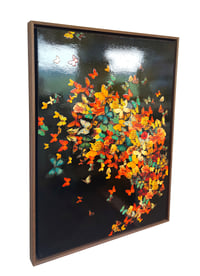 Image 3 of Original Canvas - Florals and Butterflies on Black - 30" x 40"