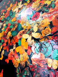 Image 4 of Original Canvas - Florals and Butterflies on Black - 30" x 40"