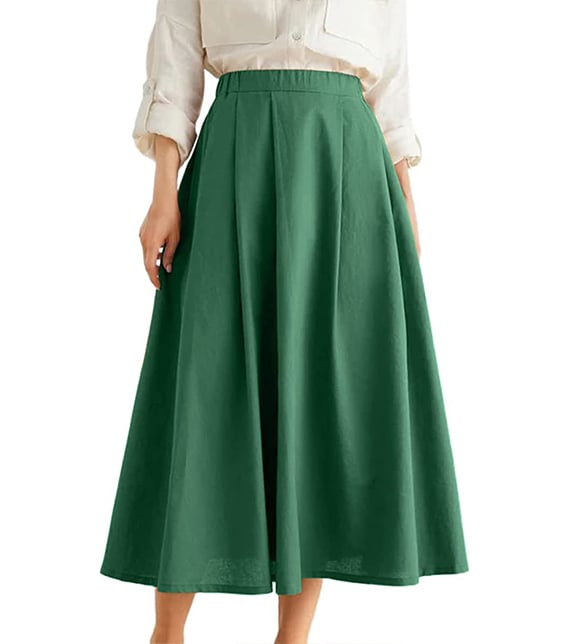 saintcore Women's Elastic Waist A-Line Maxi Linen Umbrella