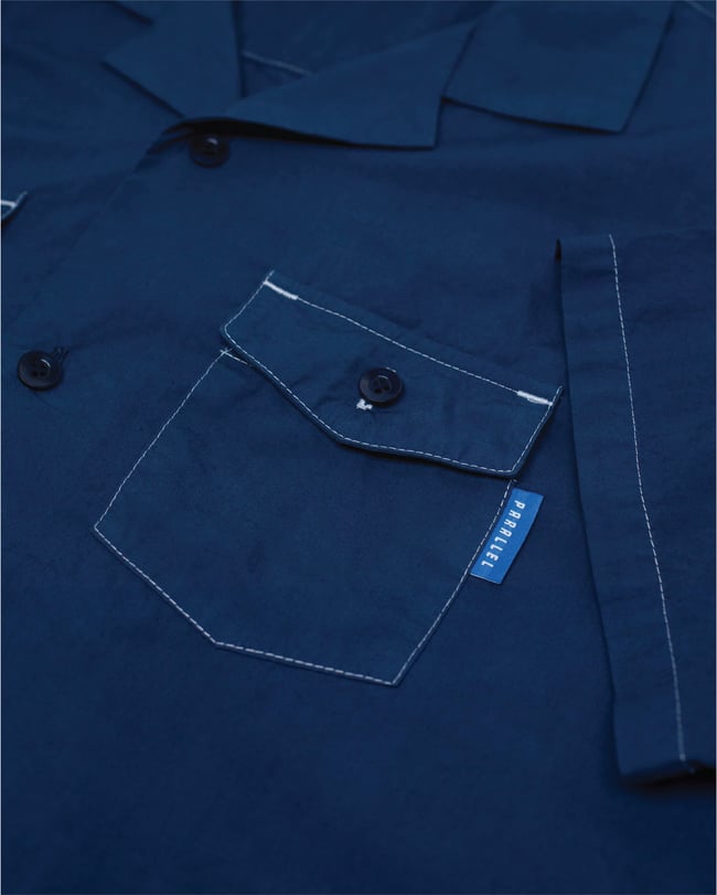 CONTRAST STITCH SHIRT // NAVY <p><del>$80.00</del> 