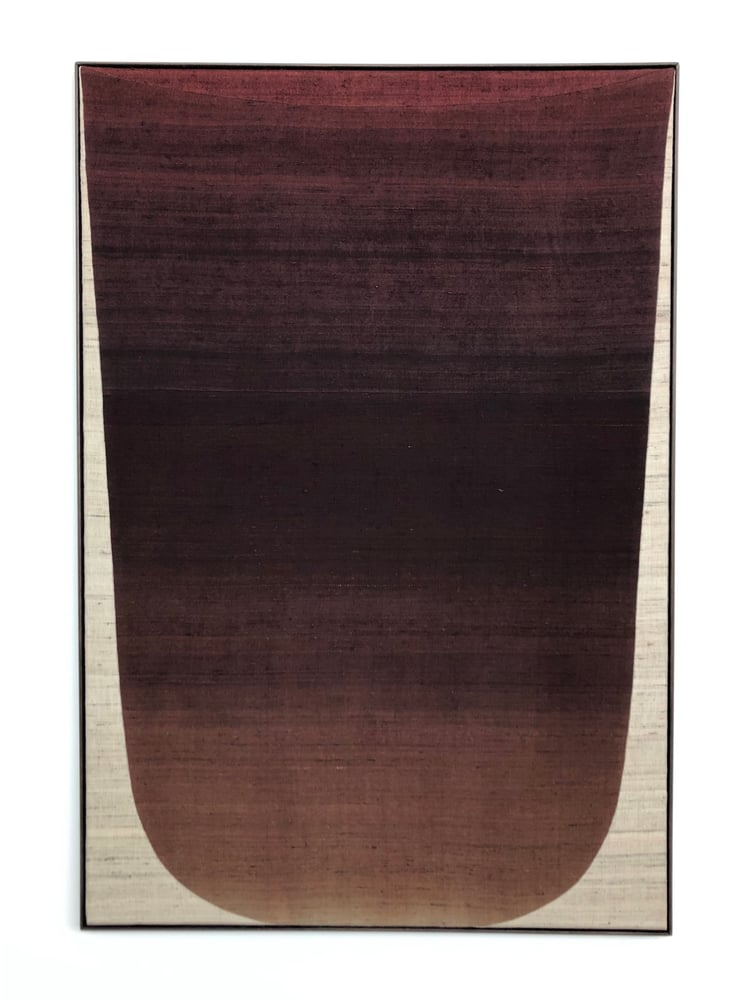 Image of abstract stitched silk composition (maroon)