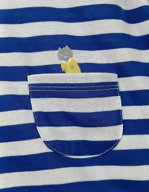 Image of Camiseta rayas con gato bordado