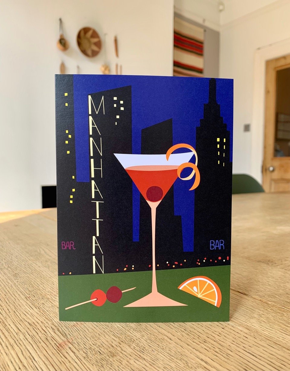 Cocktail Recipe Cards: Long Island Iced Tea, Manhattan or Mojito