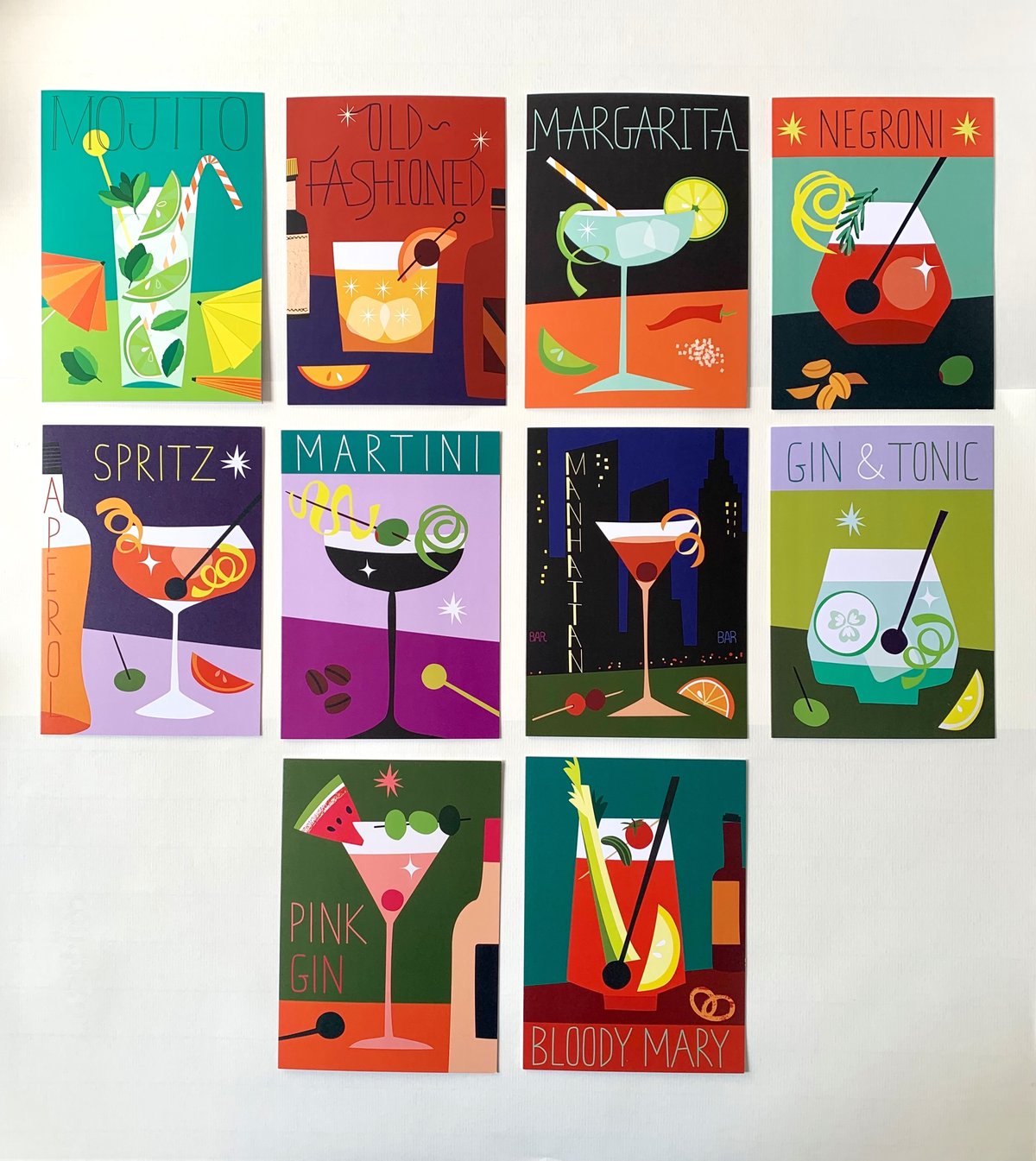 Cocktail Recipe Cards: Manhattan or Mojito