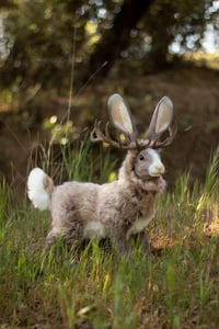 Image 3 of Light Brown Jackalope Poseable Art Doll