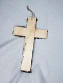 Jersey Shore Brown Sea Glass Hanging Religious Cross with Shell on Wood