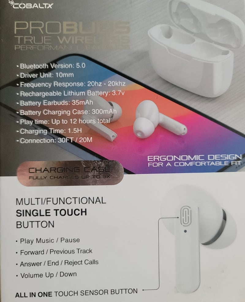 COBALTX PROBUDS ( TOUCH SENSOR BUTTON ) white