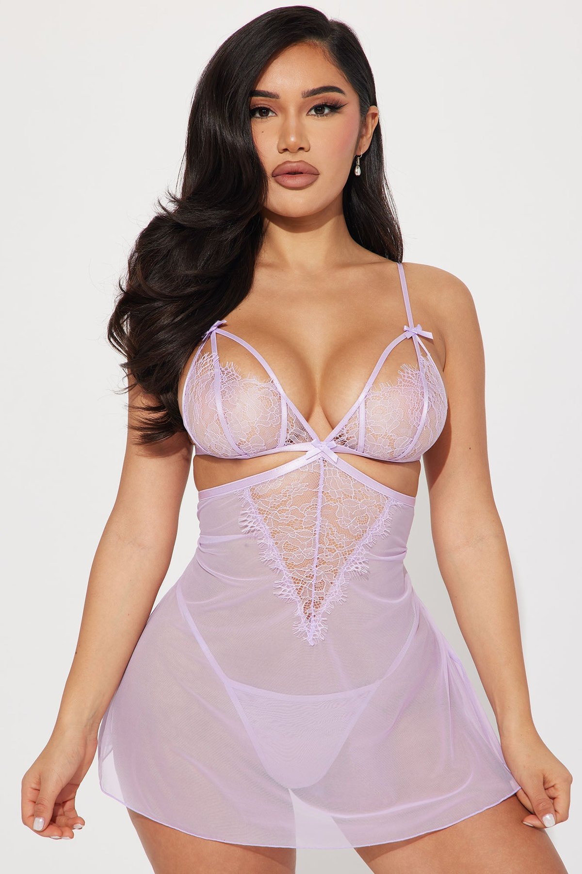 Image of Love In The Morning Lace Babydoll - Lavender