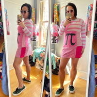 Image 4 of pi pink stripes adult M L baseball sleeve longsleeved raglan courtneycourtney tunic tshirt dress