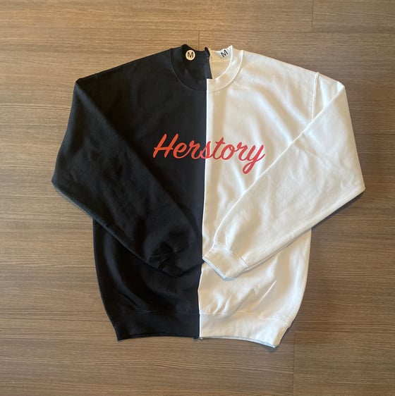 Image of Herstory Black & white color block sweatshirt
