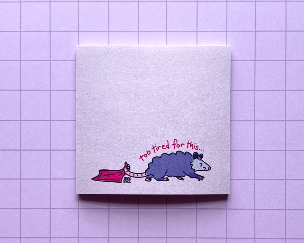 Image of Tired possum sticky notes