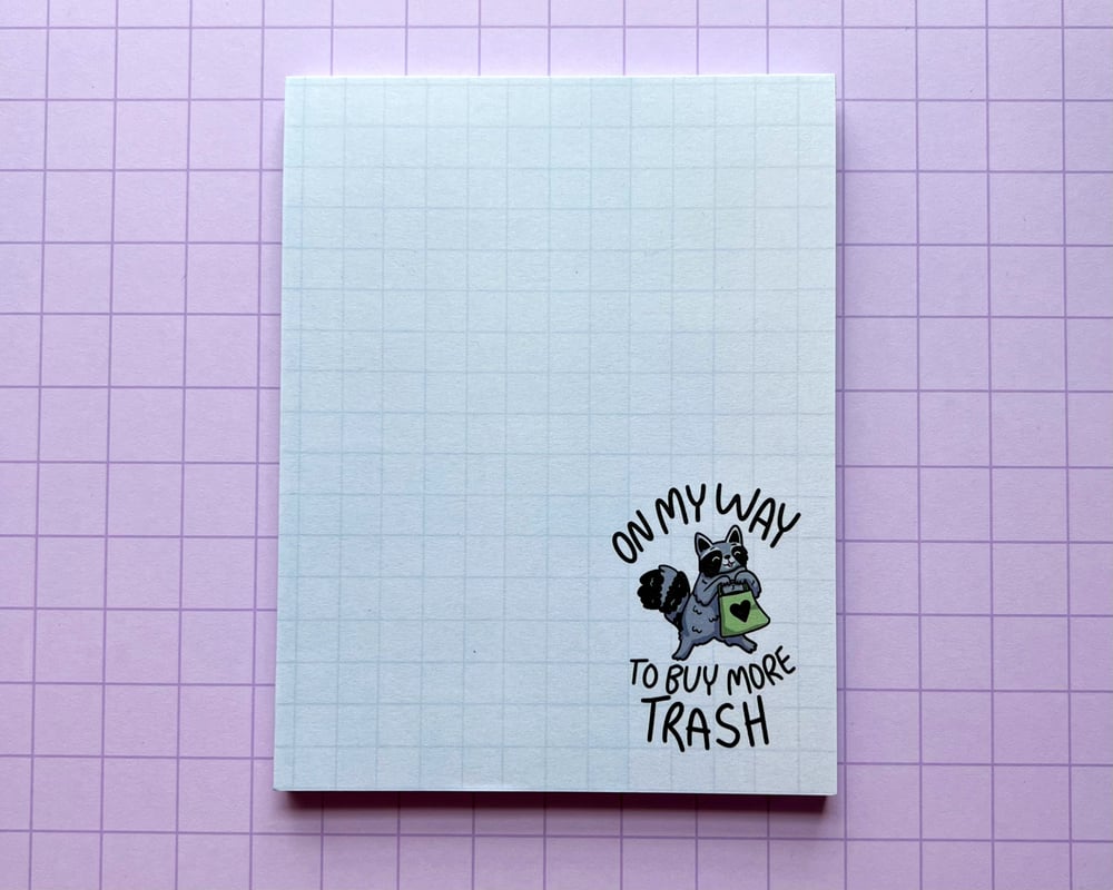 Image of Shopping raccoon notepad