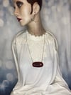 Hand Beaded Safety Pin Necklace With Red And Black Beads by Ugly Shyla 