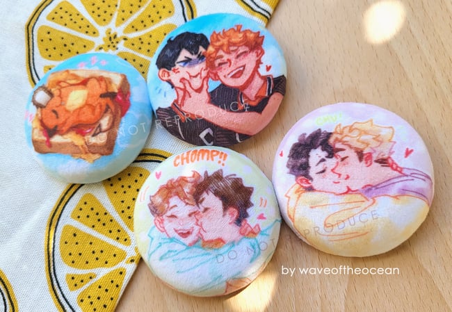 HQ!! and CSM Squishy Plush Fabric Pinback Buttons