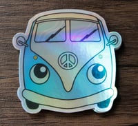 3" Holographic VW Bus Kombi Sticker Peace Retro