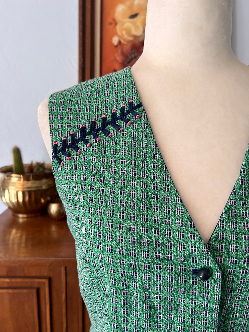 Vintage Green Vest and Skirt Set (S)