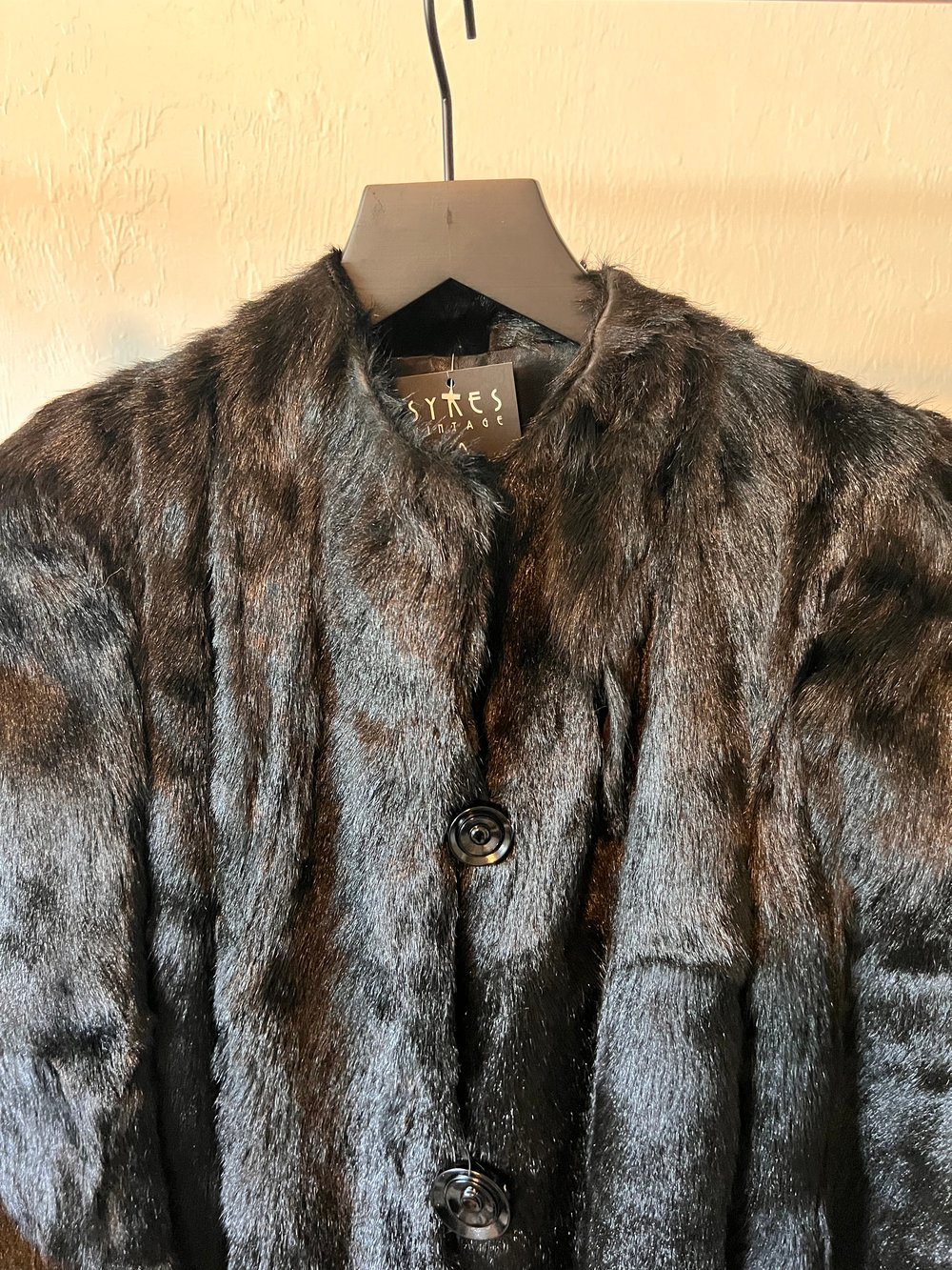 Vintage Black Fur Coat (M)