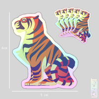 Image 1 of Sitting Tiger - Holographic Stickers