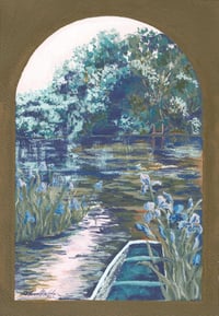 Across the Garden Pond -Acrylic Painting