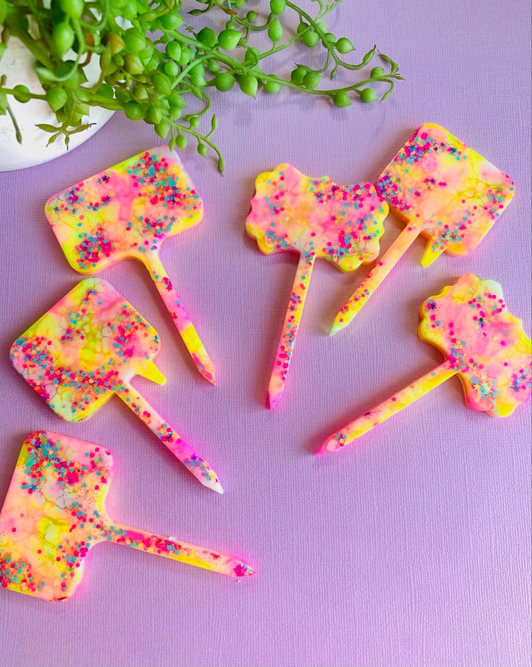 PLANT STAKES PINK & YELLOW