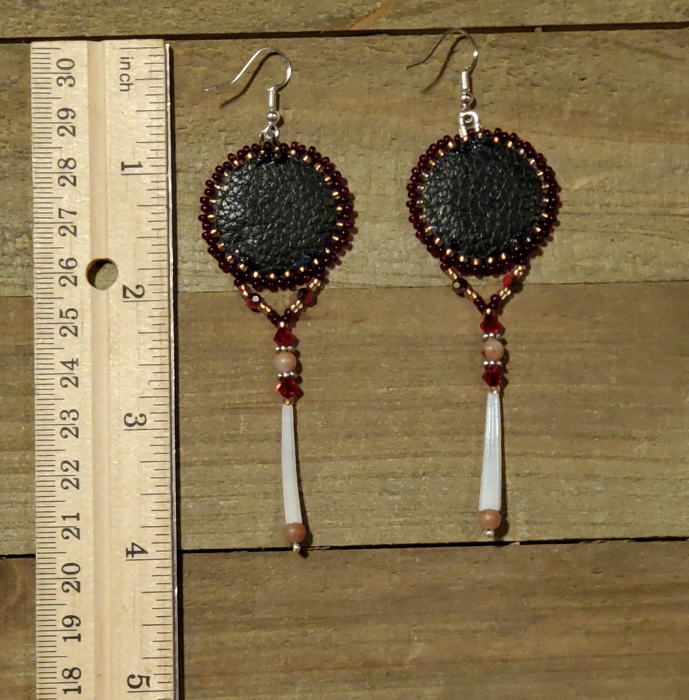 Image of Return of the Sockeye Beaded Salmon Skin Earrings