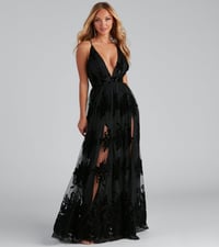 Ovuwo Morgan Formal Flocked Velvet Dress