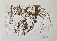 Image 1 of "Aloft" - Linocut - Sepia Brown Ink on White Paper - SAVE £20